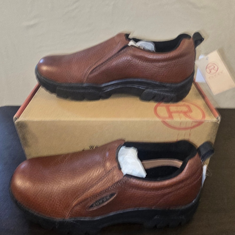 Roper Performance Slip On 10 Wide Mens Brown Tumbled Leather Shoes